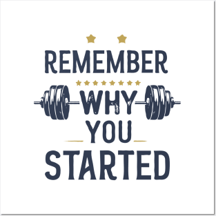 Remember Why You Started. Gym Motivational Posters and Art